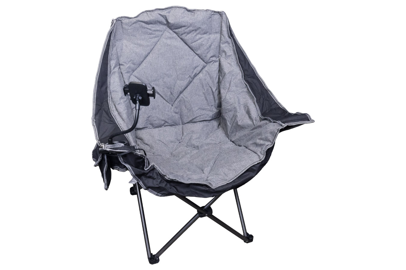WORLD FAMOUS SPORTS Heated Folding Scoop Chair with 5V Battery and Phone Holder